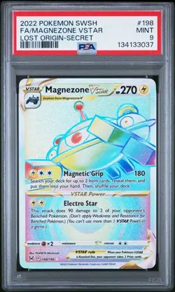 PSA 9 MINT Magnezone VSTAR Lost Origin Secret Rare 2022 Holo Pokemon 198/196 - Image 1