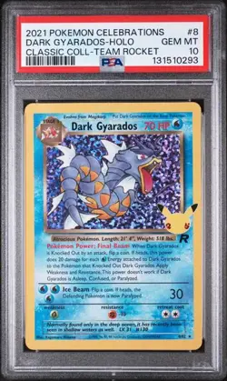 PSA 10 GEM MINT Dark Gyarados Celebrations Classic Holo Team Rocket Pokemon 8/82 - Image 1