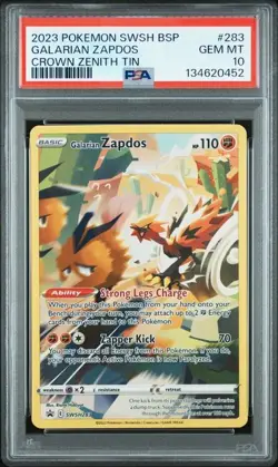 PSA 10 GEM MINT Galarian Zapdos Tin Promo Full Art Holo Pokemon SWSH 283 - Image 1