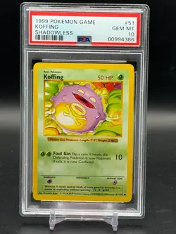 PSA 10 GEM MINT Koffing Shadowless Base Set 1999 Pokemon 51/102 - Image 1