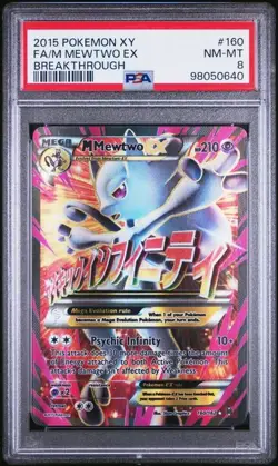 PSA 8 NM-MT M Mewtwo EX Breakthrough Full Art Holo 2015 Pokemon XY 160/162 - Image 1