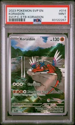 PSA 9 MINT Koraidon Pokemon Center Full Art Holo ETB Promo 2023 Pokemon SVP 014 - Image 1