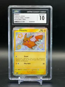 CGC 10 GEM MINT Pikachu Paldean Fates Shiny Rare Holo Pokemon 131/091 - Image 1