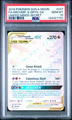 PSA 10 GEM MINT Garchomp & Giratina GX Unified Minds Rainbow Pokemon 247/236 - Image 1