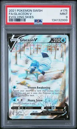 PSA 9 MINT Glaceon V Evolving Skies Full Art Holo 2021 Pokemon 175/203 - Image 1
