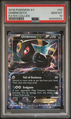 PSA 10 GEM MINT Umbreon EX Fates Collide Holo 2016 Pokemon XY 55/124 - Image 1