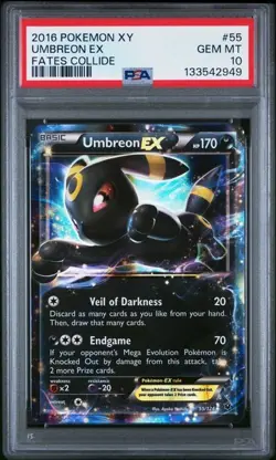 PSA 10 GEM MINT Umbreon EX Fates Collide 2016 Pokemon XY 55/124 - Image 1