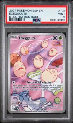 PSA 9 MINT Exeggcute Surging Sparks Illustration Rare 2024 Pokemon 192/191 - Image 1