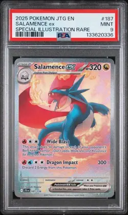 PSA 9 MINT Salamence EX Journey Together SIR 2025 Pokemon 187/159 - Image 1