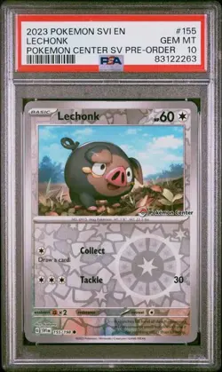 PSA 10 GEM MINT Lechonk Scarlet & Violet Pokemon Center Promo 2023 155/198 - Image 1