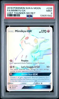 PSA 9 MINT Mimikyu GX Lost Thunder Secret Full Art Holo 2018 Pokemon 226/214 - Image 1