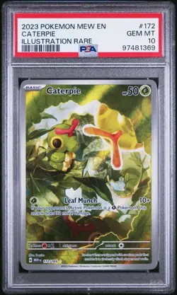 PSA 10 GEM MINT Caterpie 151 Illustration Rare English 2023 Pokemon Holo 172/165 - Image 1