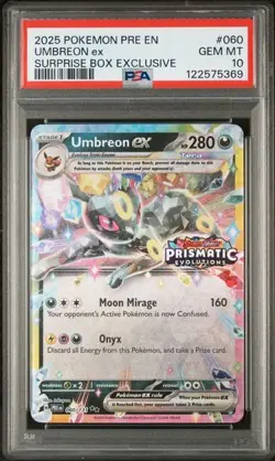 PSA 10 GEM MINT Umbreon ex Surprise Box Promo Stamped Prismatic Pokemon 060/131 - Image 1