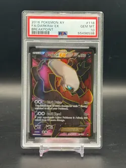 PSA 10 GEM MINT Darkrai EX Breakpoint Full Art Holo 2016 XY Pokemon 118/122 - Image 1