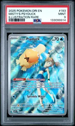PSA 9 MINT Misty's Psyduck Destined Rivals Illustration Rare Pokemon 193/182 - Image 1