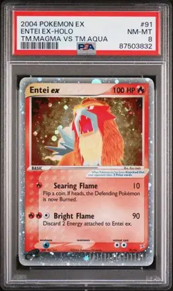 PSA 8 NM-MT Entei EX Holo Rare Team Magma Vs Team Aqua 2004 Pokemon 91/95 - Image 1