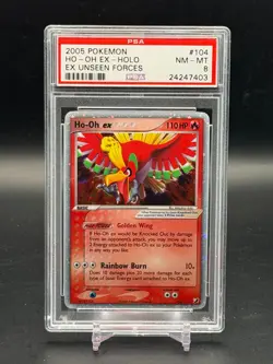 PSA 8 NM-MT Ho-Oh EX Unseen Forces Holo 2005 Pokemon 104/115 - Image 1