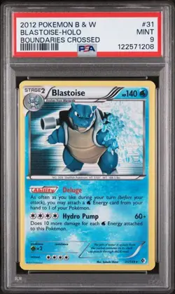 PSA 9 MINT Blastoise Boundaries Crossed Holo Rare 2012 Pokemon BW 31/149 - Image 1