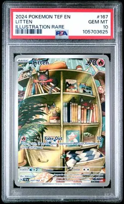 PSA 10 GEM MINT Litten Temporal Forces Illustration Rare Holo Pokemon 167/162 - Image 1