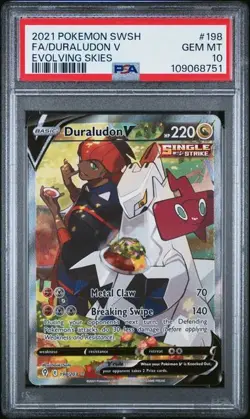 PSA 10 GEM MINT Duraludon V Evolving Skies Full Art Holo 2021 Pokemon 198/203 - Image 1