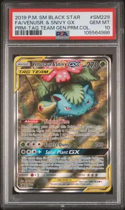 PSA 10 GEM MINT Venusaur & Snivy GX Tag Team Promo 2019 Pokemon SM229 - Image 1