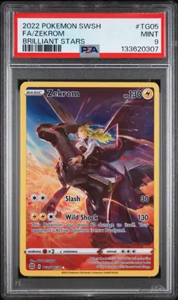 PSA 9 MINT Zekrom Brilliant Stars Full Art Holo 2022 Pokemon SWSH TG05/TG30 - Image 1