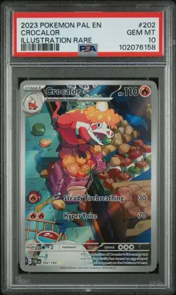 PSA 10 GEM MINT Crocalor Paldea Evolved Illustration Rare 2023 Pokemon 202/193 - Image 1