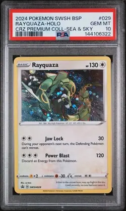 PSA 10 GEM MINT Rayquaza Cosmos Holo SWIRL Promo 2024 Pokemon SWSH029 - Image 1