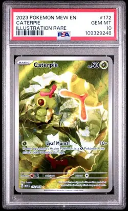 PSA 10 GEM MINT Caterpie 151 English Illustration Rare Holo 2023 Pokemon 172/165 - Image 1