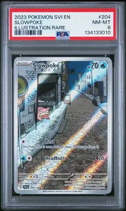 PSA 8 NM-MT Slowpoke Scarlet & Violet Base Illustration Rare Pokemon 204/198 - Image 1