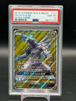 PSA 10 GEM MINT Palkia GX Ultra Prism Full Art Holo Rare 2018 Pokemon 147/156 - Image 1