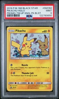 PSA 9 MINT Pikachu Holo Team Up Promo 2019 Black Star Pokemon SM162 - Image 1