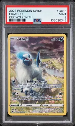 PSA 9 MINT Absol Crown Zenith Full Art Holo 2023 Pokemon SWSH GG16/GG70 - Image 1