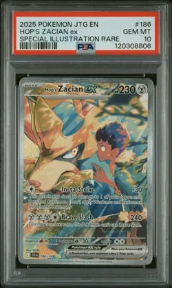 PSA 10 GEM MINT Hop's Zacian EX Journey Together SIR Holo 2025 Pokemon 186/159 - Image 1