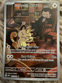 Team Rocket's Meowth 203/182 ILLUSTRATION RARE Destined Rivals Pokemon TCG NM - Image 1