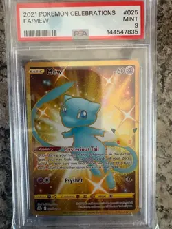 PSA 9 Mew 025/025 Gold Holo Full Art Pokemon Celebrations English - Image 1