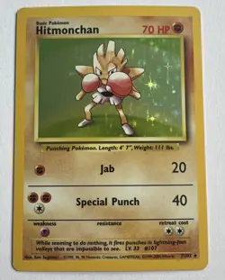 Pokemon Hitmonchan 7/102 Holo 1999-2000 UK 4th Print Base Set LP/MP - Image 1