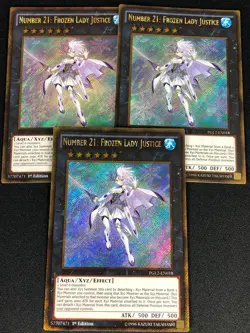 YUGIOH NUMBER 21: FROZEN LADY JUSTICE PGL2-EN018 1ST GOLD X3 (NM) - Image 1