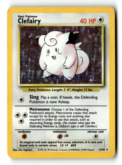 Pokemon Card Clefairy LP Base Set Holo Rare 5/102 - Image 1