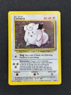 Pokemon TCG Clefairy 5/102 Base Set Holo Rare Card Light Play - Image 1