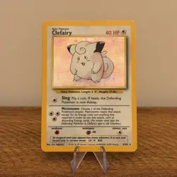 Clefairy 5/102 Pokemon Card TCG base Set Unlimited Holo Rare - Image 1