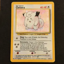 Clefairy 5/102 Pokemon Card TCG base Set Unlimited Holo Rare - Image 3