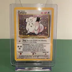 Clefairy 5/102 Pokemon Card TCG base Set Unlimited Holo Rare - Image 1