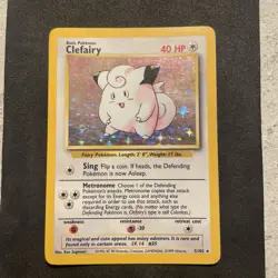 Clefairy 5/102 Pokemon Card TCG base Set Unlimited Holo Rare - Image 2