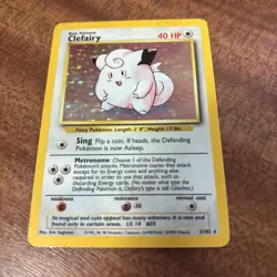 Clefairy 5/102 Pokemon Card TCG base Set Unlimited Holo Rare - Image 1