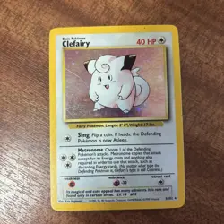 Clefairy 5/102 Pokemon Card TCG base Set Unlimited Holo Rare - Image 2