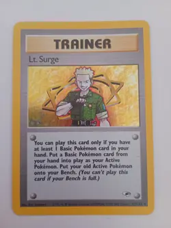 LT Surge Holo Trainer Card 17/132 Series Gym Heroes LP - Image 1