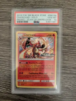2019 POKEMON SM BLACK STAR PROMO TEAM UP PRERELEASE #SM158 CHARIZARD-HOLO PSA 10 - Image 1