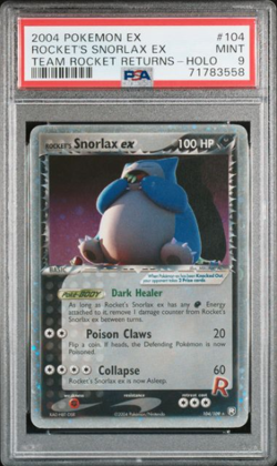 Pokemon Rocket's Snorlax ex EX Team Rocket Returns Holo Ultra Rare #104 PSA 9 - Image 1