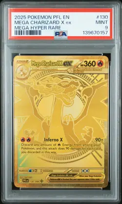 2025 POKEMON PFL EN-PHANTASMAL FLAMES MEGA HYPER RARE MEGA CHARIZARD X EX PSA 9 - Image 1